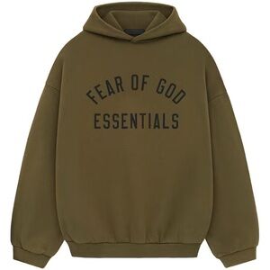 FEAR OF GOD ESSENTIALS FLEECE HOODIE OLIVE - M
